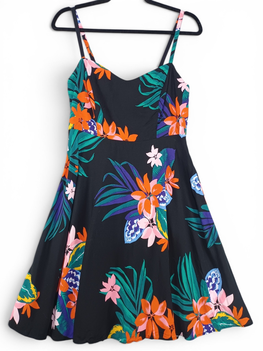 Old Navy Women's Tropical Black Floral Sundress Small Cami Mini Dress Hawaiian - Picture 2 of 9